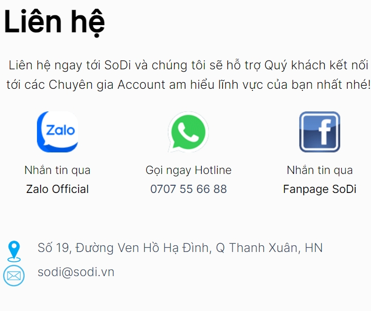 chức năng chăm sóc khách hàng của website