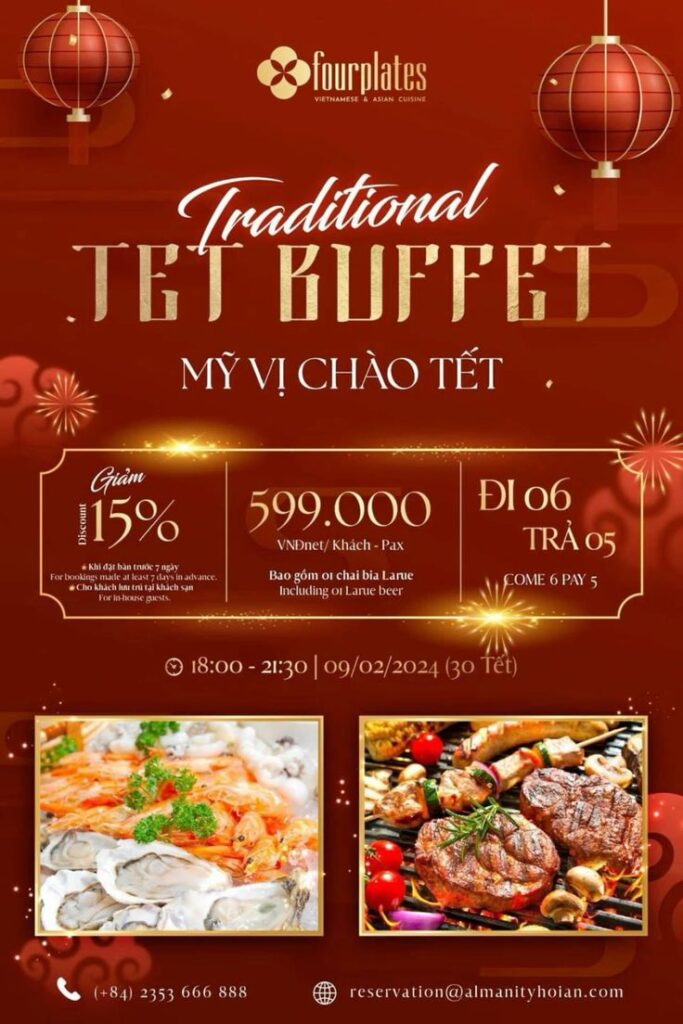 Banner quảng cáo Chương trình giảm giá chào Tết Nguyên Đán của nhà hàng buffet