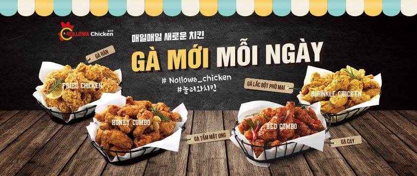 Banner nhà hàng gà rán Nollowa Chicken