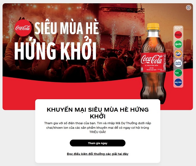 Landing page của Coca Cola